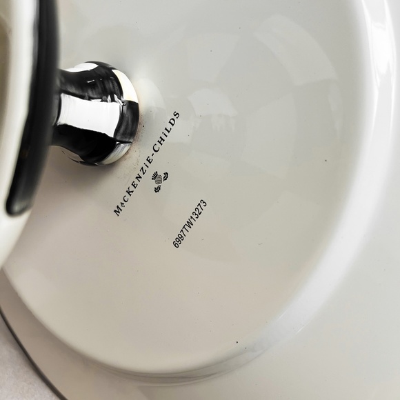 Rare Older Mackenzie-Childs Metal And Enamel Fluted Cake Stand Pedestal - Picture 5 of 10